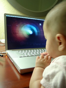 Baby at a computer